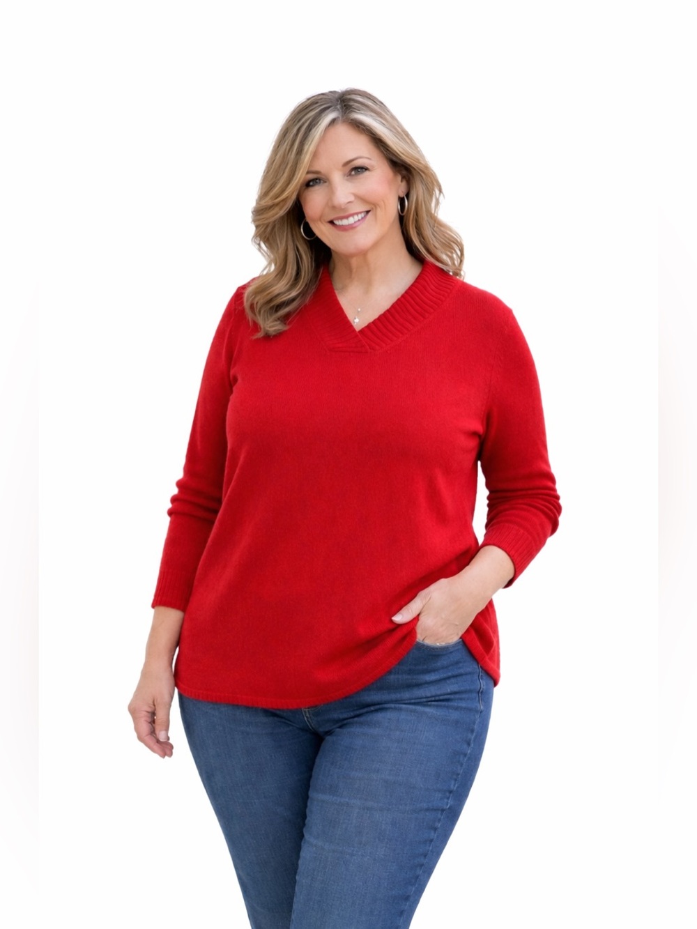 c.s.t. sport vintage red long sleeve cozy sweater